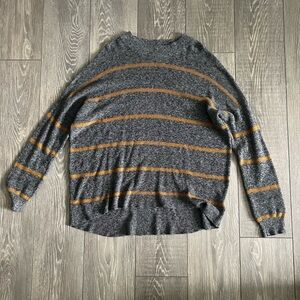 American Eagle Grey and Gold Striped Sweater